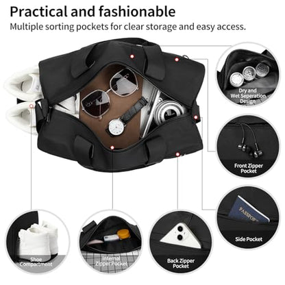 Handbag for Women Yoga Bag Large Capacity Yoga Pad Buckle with Shoe Compartment Water Bottle Sports Gym Bag Travel - color: B01-1 Black