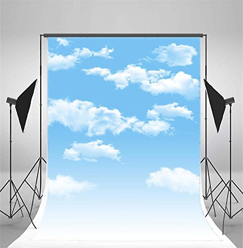 8x10ft Blue Sky and White Clouds Backdrop for Photography Vinyl Material | Clear Sky Photo Background Banner Airplane Theme Baby Newborn Birthday Cake Table Party Decorations Kid Portrait Studio Props - size: 8x10ft