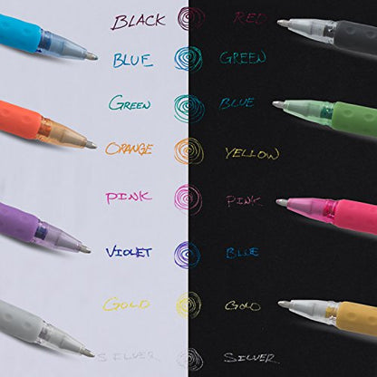 Pentel Arts Sparkle Pop Metallic Gel Pen, 1.0mm Bold Line, Gold & Silver Ink, Pack of 2 (K91PABPXZ) - size: 2 Count (Pack of 1), style: Sparkle Pop