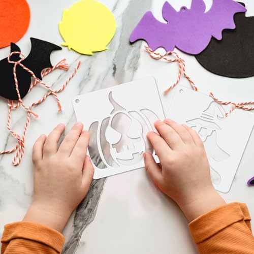 72 PCS 3x3 Inch Halloween Stencils for Painting - Pumpkin, Ghost, Bat, Spider Web Witch Skull Reusable Halloween Painting Templates on Wood, Glass, Fabric, Window Door Decor DIY Decoration - style: 72PCS Halloween