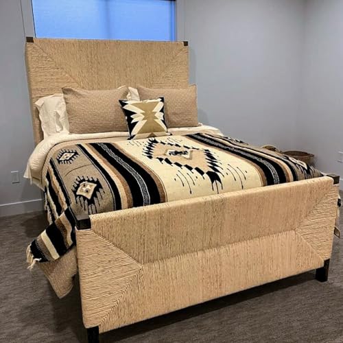 WP West Path Wool Mexican Blanket - Southwest Print Geometric Design- Handwoven Vintage Cabin Blanket Couch Throw/Throw from Mexico/Beach/Picnic/Thick Mexican Yoga Blanket (Brown Wool Diamond) - color: Brown Wool Diamond