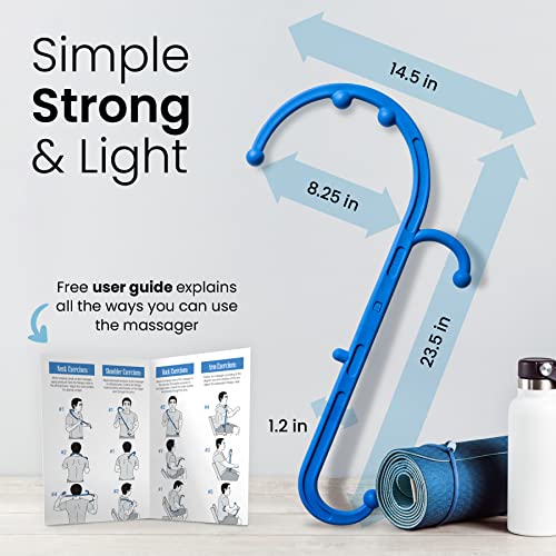 LiBa Deep Tissue Back Neck Massager Theracane for Pain Relief Blue | Pressure trigger point massage tool for full body, pain relief tool, reaches between shoulder blades, BPA-free - color: A. Blue