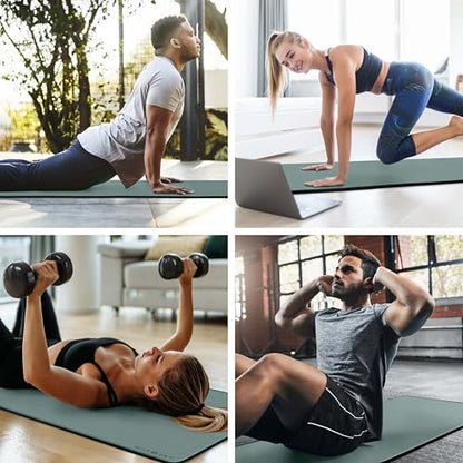 MICRODRY Multi-Purpose Fitness Mat, Cushioned & Non-Slip Foam for Yoga, Pilates, HIIT, Skid-Resistant and Tear-Resistant, 24"x72" with Carry Strap - color: Teal