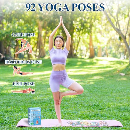 gisgfim Yoga Cards 92 Yoga Poses Workout Positions Flashcards with Instructions Cues and Sanskrit Names for Home Gym Use Beginner Advanced Learner Educational Activity Promote Mindfulness Relaxation
