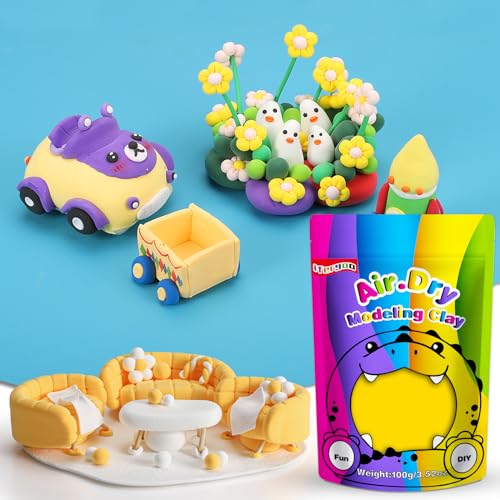 ifergoo 100g Yellow Air Dry Clay, 3.5oz DIY Creative Modeling Clay for Kids | Refill Foam Magic Clay for School Art & Craft Project, Slime Supplies, Ultra-light & Soft, Gift for Age 3-12 Boys & Girls - color: Yellow/100g