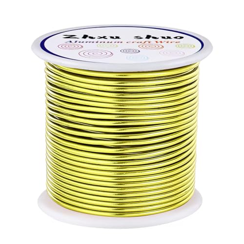 12 Gauge(2mm) Aluminum Wire 35 Yards Anodized Metal Wire for Bonsai Armature Crafting Sculpting Jewelry Craft Making Beading Floral (Yellow, 12 Gauge) - color: Yellow