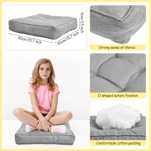 Juexica 8 Pack Floor Cushions for Kid 3.5",Grey,Square - color: Grey, style: Square