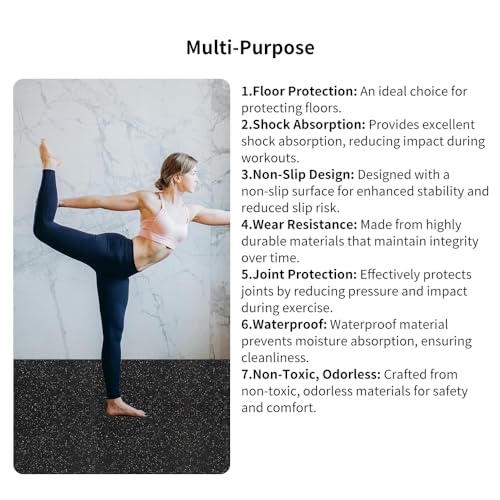0.8in Thick 48 Sq Ft Gym Flooring for Home Gym, 12 Tiles Workout Exercise Equipment Mats, Rubber Top with EVA Foam, Interlocking Puzzle Floor Tiles for Fitness Room, Protective Flooring Mat - size: 0.8in