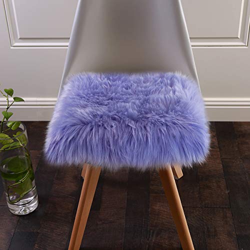Softlife Square Faux Fur Sheepskin Chair Cover Seat Cushion Pad Super Soft Area Rugs for Living Bedroom Sofa (1.6ft x 1.6ft, Lavender) 1 pack - color: Lavender