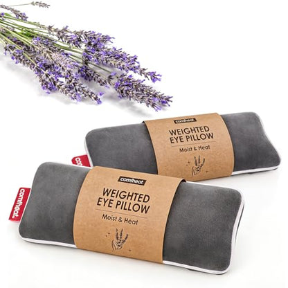 2 Pack Lavender Weighted Eye Pillows for Yoga Microwavable | Moist Heat Eye Compress Mask Pillow with Washable Cover for Relaxation, Sleeping, Meditation, Yoga, Spa, Migraine Relief - color: 2 X Gray (Lavender Scent)