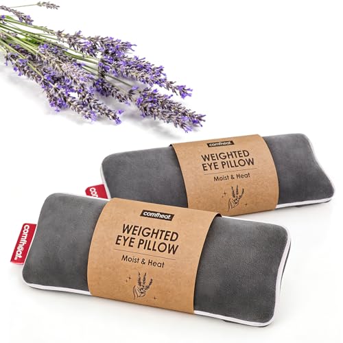2 Pack Lavender Weighted Eye Pillows for Yoga Microwavable | Moist Heat Eye Compress Mask Pillow with Washable Cover for Relaxation, Sleeping, Meditation, Yoga, Spa, Migraine Relief - color: 2 X Gray (Lavender Scent)