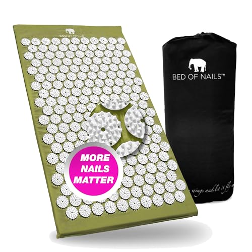 Bed of Nails Original Acupressure Mat with 8820 Precision Nails for Massage Therapy, 29 x 16 x 1", Green - color: Green - Mat