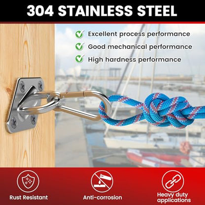 sprookber 304 Stainless Steel Pad Eye Snap Hook,M8 Ceiling Hook 1200Lb,8Pcs | Hanging Kit with Screws for Hammock Chair Swing, Yoga Gym Equipment, Sun Shade Sail, Plant Hangers & Marine Boat Hardware - size: 3.15 inch, style: Rhombus