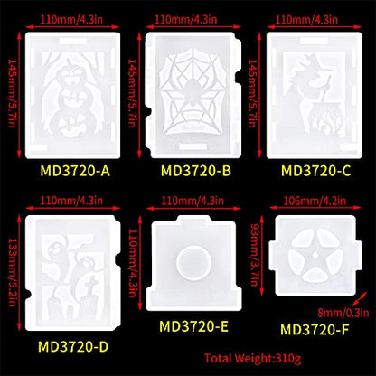 Christmas Halloween Lantern Resin Mold Set, Halloween Silicone Epoxy Molds | 3D Candle Holder Casting Molds with Ghost Pumpkin Witch Spider Pattern, DIY Holiday Home Decoration Resin Crafts Gift
