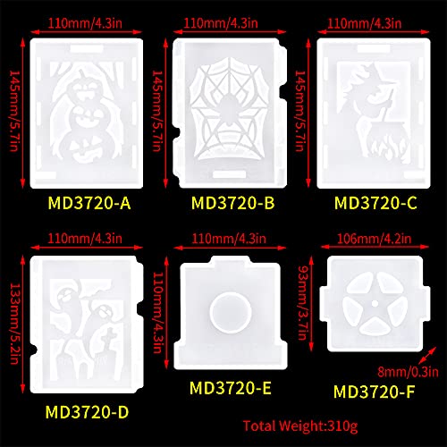 Christmas Halloween Lantern Resin Mold Set, Halloween Silicone Epoxy Molds | 3D Candle Holder Casting Molds with Ghost Pumpkin Witch Spider Pattern, DIY Holiday Home Decoration Resin Crafts Gift