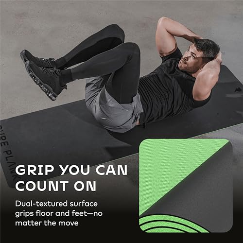Reversible Yoga Mat - 5mm Thick Dual Sided Non-Slip Exercise Mat Made with 100% Recyclable Natural Rubber Eco-Friendly Fitness Pad for Core Training, HIIT, Pilates & Home Gym 26x71"