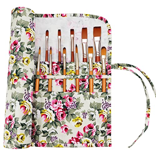 22 Slot Canvas Art Paint Brush Holder Canvas brush pouch Watercolor Paintbrushes Roll-Up Case Bag for Artist Watercolor Oil Paint Brush - color: Style-3