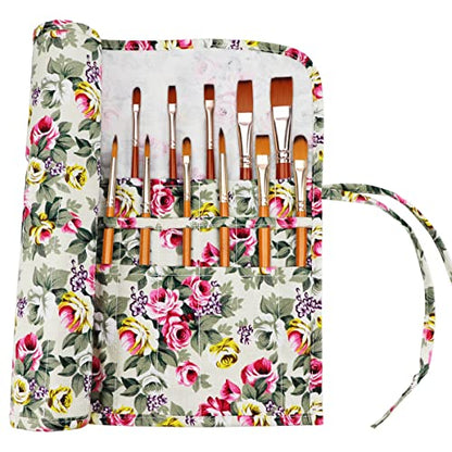 22 Slot Canvas Art Paint Brush Holder Canvas brush pouch Watercolor Paintbrushes Roll-Up Case Bag for Artist Watercolor Oil Paint Brush - color: Style-3