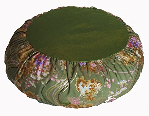 Meditation Cushion Zafu Pillow Japanese Kimono Silk Sage - color: Sage