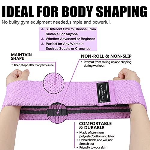 Booty Resistance Bands Non Slip Fitness Elastic Bands Fabric Workout Loop Belts Hip Thigh Straps Strength Squat Band for Girls Women Waist Belly Yoga Body Recovery