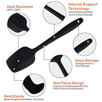 MOACC Silicone Spatulas, 8.2 inch Small Rubber Spoon Spatula Heat Resistant Seamless One Piece Design Non-Stick Spoonula Flexible Scrapers Baking Mixing Tool (6 Pcs) - size: Small(8.2" x 1.8" x 6 Pcs)