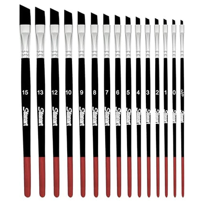 Sdanart Angular Paint Brushes,15 PCS Angled Paint Brush Angled Paintbrush | Highly Absorbent Nylon Hair Professional Angular Paint Brush for Acrylic Watercolor Gouache Oil Painting Artists Beginners