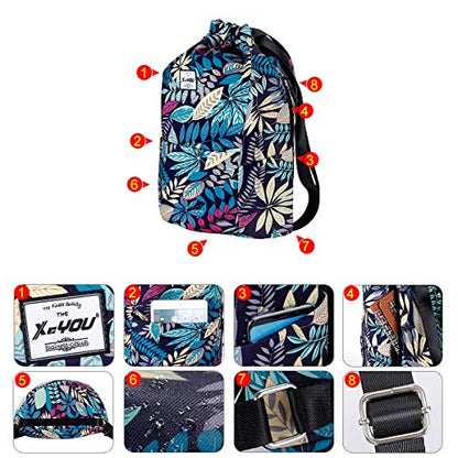 XEYOU Drawstring Backpack Bag Sport Gym Sackpack Beach Cinch Bag | Lightweight Swimming Bag, Water-Resistant Fabric, Travel Daypack for Women and Men - color: Blue Maple Leaf