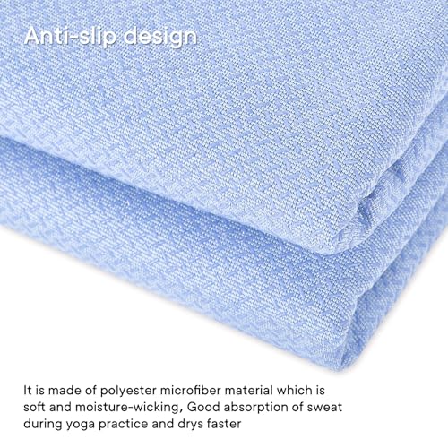 Hot Yoga Towel with Grip Dot, Non Slip Sweat Absorbent Microfiber Yoga Mat Towels for Hot Yoga, Pilates, Fitness and Workout 72inch x 24inch - color: Light Blue
