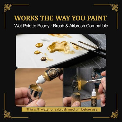Ludus Bellum Miniature Paint Gold Color 18ml Precision Dropper Bottle | Professional Acrylic Paint for Miniatures & Models, Provides Quality Acrylic Tones and Shades for Warhammer 40K D&D Figures - color: Gold