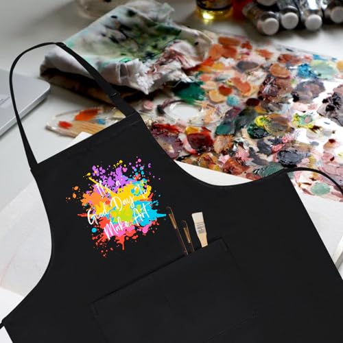 Aprons for Painting with Pockets, Adjustable Artist Smocks for Women Men, Gifts for Artists, Art Teachers, Painters