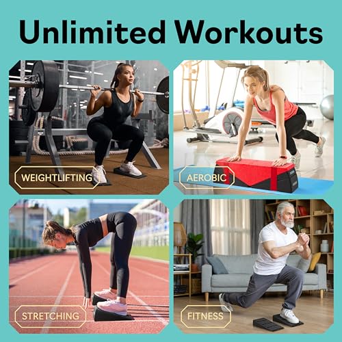 Squat Wedge Block Set of 3/5 - 960 LBS Capacity - Slant Board for Calf Stretching with 5 Stackable Angles - Calf Stretcher Slant Board - Workout Equipment - EPP Material for Exercise Equipment & Physical Therapy - color: Red&Black