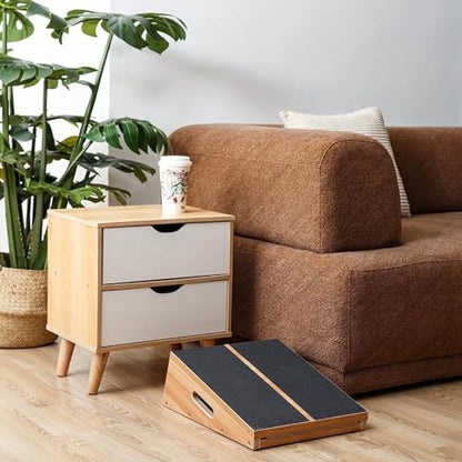 StrongTek Wooden Slant Board, Adjustable Incline, Side Handles, Non-Slip | Standard and XL Sizes, Full or Partial Non-Slip Surfaces, Side Carry Handle, Calf and Ankle Stretching, Squats and Rehab - style: full-coverage