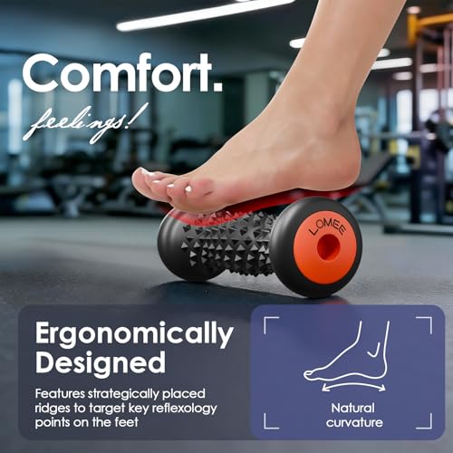 Foot Roller Massager for Plantar Fasciitis, Foot Arch and Heel Pain Relief | Deep Tissue Muscle Massage, Feet Ergonomic & Rounded Top Design - color: Black