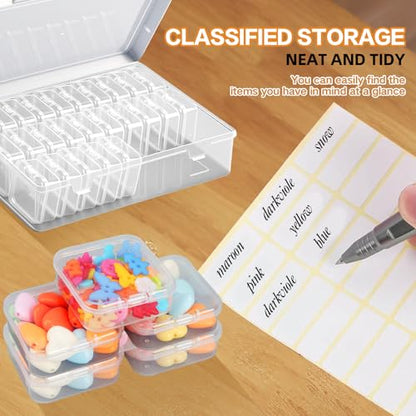 31 Clear Bead Storage Boxes with Hinged Lids | Ideal for Beads, Diamonds and Small Parts; Stackable Design for Easy Access; Snap-On Lids Keep Items Dust-Free & Organized