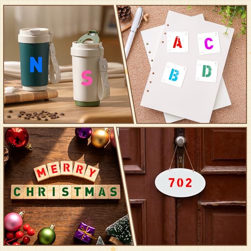 80Pcs Letter Stencils Reusable Letter Number Stencils for Painting,1,2Inch | Reusable Small Plastic Alphabet Number,Drawing Stencil,on Wood,Fabric,Wall, Rock,Art Project Chalkboard - size: 1,2Inch