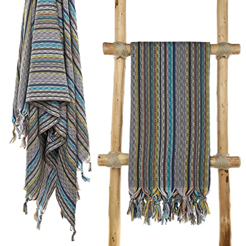Cacala Pestemal Turkish Beach Towel Highly Absorbent Quick and Easy Dry Soft and Comfortable for Bath, Spa, Pool, Gym and Yoga 100% Cotton 37 x 70 - color: Grey