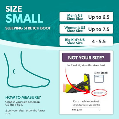 BraceAbility Sleeping Stretch Boot - Plantar Fasciitis Night Foot Splint Adjustable Achilles Tendonitis Brace for Fascia, Tendon and Calf Stretching, Heel and Bone Spur or Arch Pain Treatment (Small) - size: Small