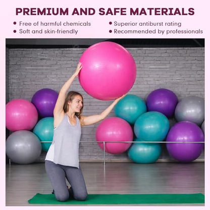 Leyndo 4 Pcs 26 Inch Yoga Exercise Ball Pilates - color: Pink Green Gray Set
