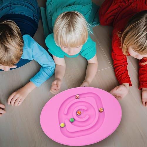 Seenelling Kids Maze Balance Board Sensory Training Toy, Pink, Round - color: Pink, style: Round