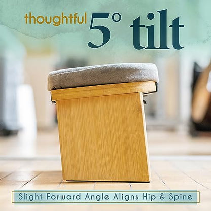 Florensi Folding Bamboo Meditation Chair 18 x 7 x 6 in Grey Kneeling Bench - color: Grey