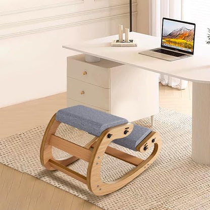 Ergonomic Kneeling Chair with Wooden Frame, Wood - color: Wood