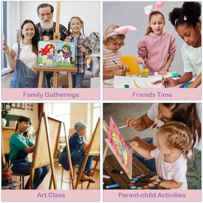Anseal 12 Packs Princess Pre Drawn Canvas to Paint, 5" X 7" Pre Printed Canvas for Kids Outline Painting Boards for Beginners, Students, Party Favor - color: Princess