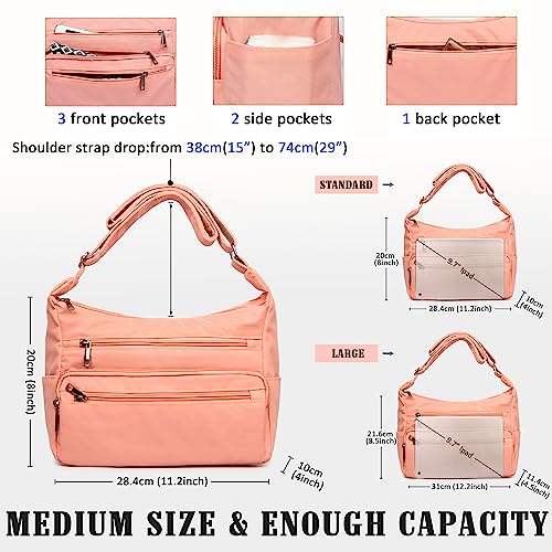 VOLGANIK ROCK RFID Purses for Women Fabric Nylon Multi Pocket Crossbody Bag Ladies Travel Handbag - color: Pink, size: Standard
