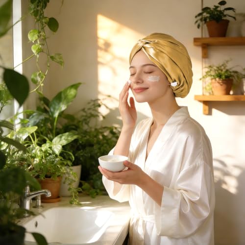 ZIMASILK 22 Momme 100% Mulberry Silk Bonnet for Sleeping Women, Gold - color: Gold