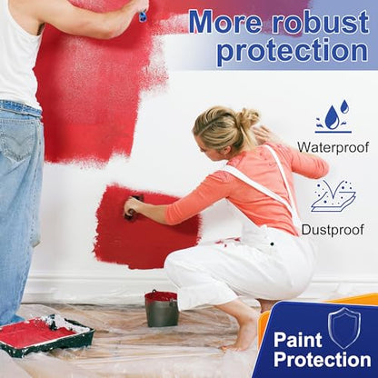 3PK Plastic Drop Cloth,1Mil Thick, 9x12 Ft,Thickened Painter's Sheeting | Tear-Proof, Waterproof, For Painting, Furniture, Walls, and Floor Protection - size: 1mil-3Pack