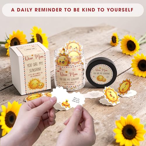 Birthday Gifts for Mom, Dear Mom You Are My Sunshine Jar, 60 Positive Notes - color: kat-K-You Are My Sunshine JAR