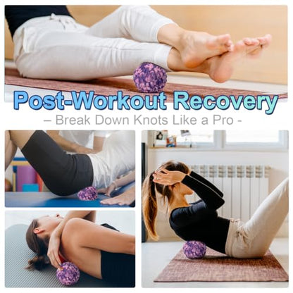 Deep Tissue Massage Ball for Exercise & Recovery - SGS Certification - Targets Back, Shoulder, Legs&Feet - Relieves Muscle Knots, Joint Pain&Tightness, Pressure Point Therapy- Myofascial Release Ball - color: Pink&purple, size: 1-Pack | 5.1-inch