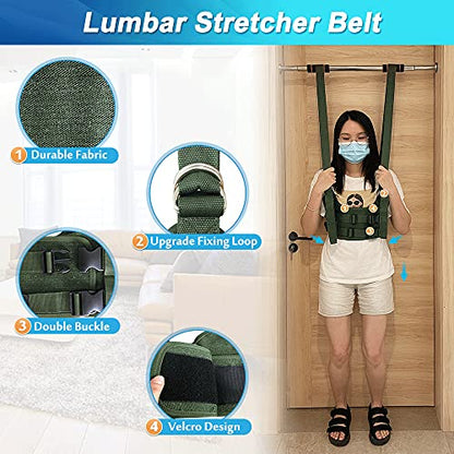 Spinal Decompression Harness Hang Upside Down Back Stretcher for Lower Back Pain Relief Lumbar Traction Device Spine Decompression Belt Bulging Herniated Disc Relief Back Stretching Device - Large - color: Large