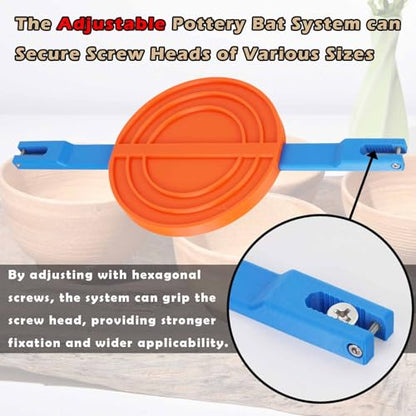 Pottery Centering Trimming Tool Set with Potter Bat System and 3 Pack Pottery Rim Cone, Ceramic Fixing Rim Shaper Tool