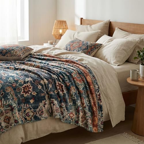 Horaldaily Vintage Boho Bohemia Flannel Throw Blanket 50x60